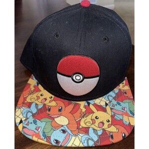 Pokemon Pokeball Snapback Hat Starter Pikachu Charmander Squirtle Bulbasaur 2017